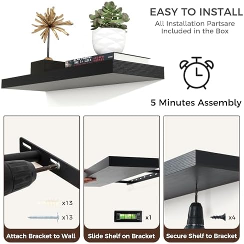 72" Wide x 12" Deep Floating Shelves - Image 4