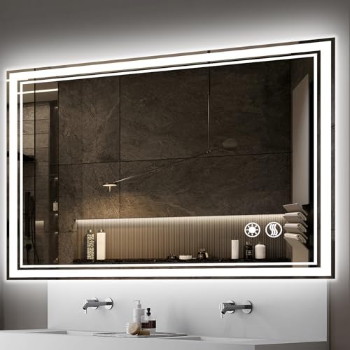 COLMERD 48 x 28'' LED Mirror for Bathroom, Anti-Fogging, 3 Colors dimmable by COLMERD