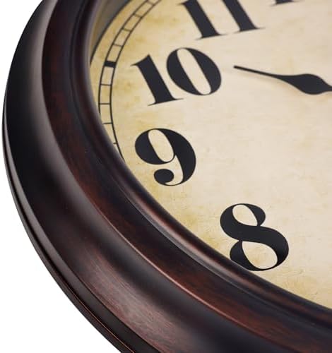 45MinST 13 Inch Red-Brown Vintage Large Wall Clock, Battery Operated, Quiet - Image 3