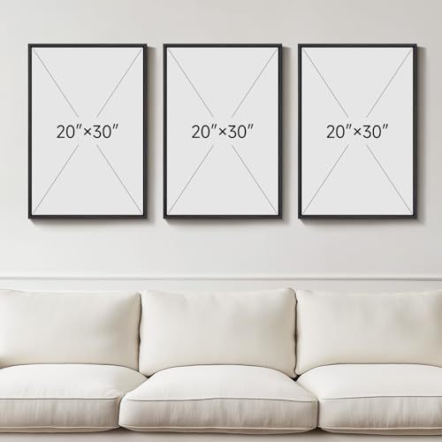 Large Framed Modern Neutral Abstract Wall Art, 3 Piece Set, Each 20x30 In - Image 3