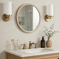 WallBeyond Round Mirror 24 Inch, Linen-Texture Circle Wall Mirror by WallBeyond