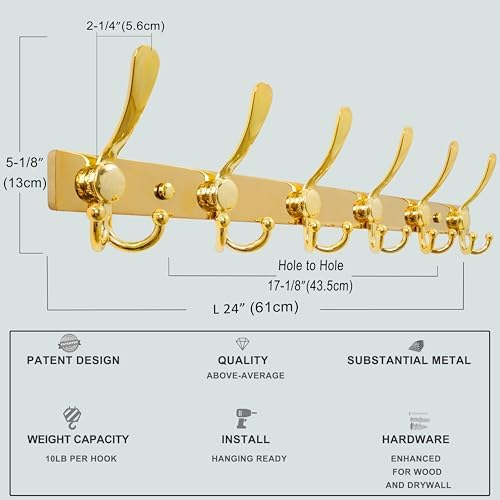 Dseap Coat Rack Wall Mount 24 Inch, Heavy Duty 12-Gauge Base vs Flimsy 1mm - Image 3