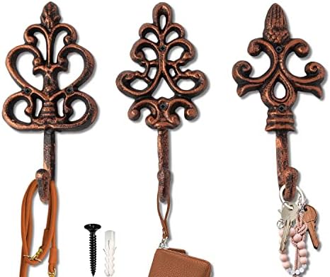 Comfify Copper & Black Shabby Chic Wall Hooks – Set of 3 – Screws Included by Comfify
