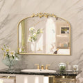 Besdomus Antique Arched Gold Mirror: 32"x24" Vintage Bow Wall Vanity Mirror by Besdomus