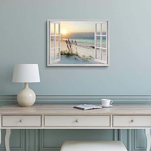 Sea Whisper Beach Window Canvas Wall art: tropical Sunrise Seascape Picture - Image 6