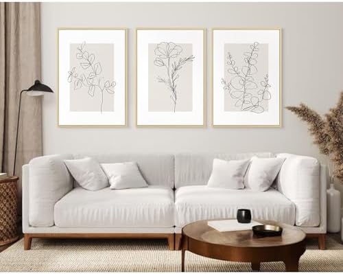 Neutral Botanical Prints Wall Art Flower Minimalist Canvas Wall Decor Vintage - Image 4