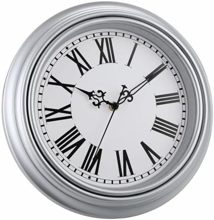Plumeet Small Retro Wall Clock, Roman Numerals, Battery Operated, EM-8050-SL10 - Image 4