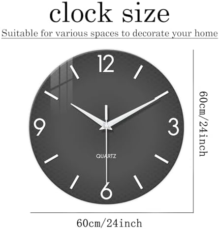XFM 24 Inch Large Grey Wall Clocks Battery Operated Simple - Image 6