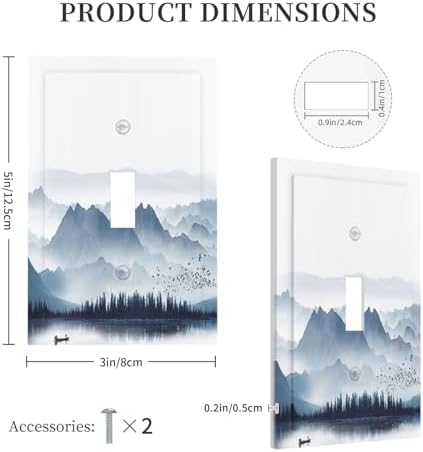 Decorative Light Switch Cover Mountain Foggy Lake Boat Grey Blue Forest Birds 1 - Image 5
