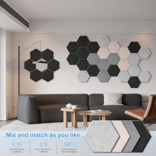 12 Pack Hexagon Acoustic Panels, Self-Adhesive Sound Deadening Panels, Sound - Image 6