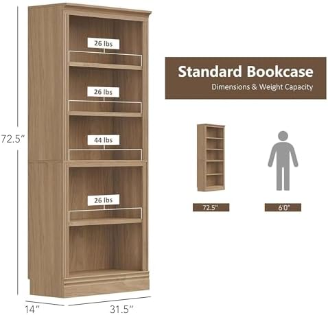 JAHRSTIM Halston Standard 5-Tier Tall Bookshelf Shelving Unit - Image 3
