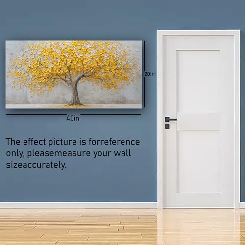 Yellow Abstract Ginkgo Tree Picture Print Canvas Wall Art Living Room Dining - Image 2