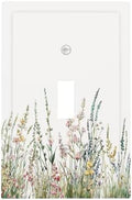 Decorative Light Switch Cover Boho Wildflower Green Leaves Rustic Floral by Lightswitchcovers