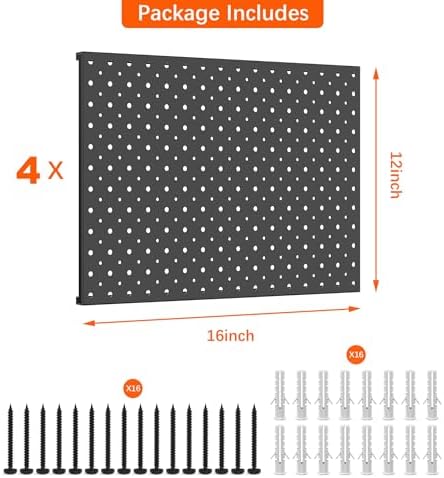 TORACK 4 PCS 12"x16" Metal Pegboard Panels - Image 4
