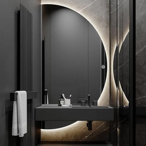 47in Half Moon LED Mirror for Bathroom, Semi Circle Wall Mirror - Image 4