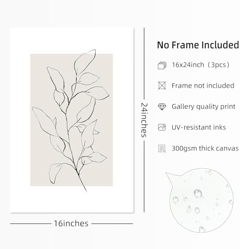 Neutral Botanical Prints Wall Art Decor Plant Minimalist Canvas Pictures - Image 2