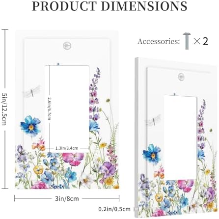 Decorative Outlet Covers Boho Colorful Flowers Plants And Dragonflies 1 Gang - Image 5
