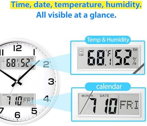 13" White Battery Powered Silent Wall Clock - Image 3