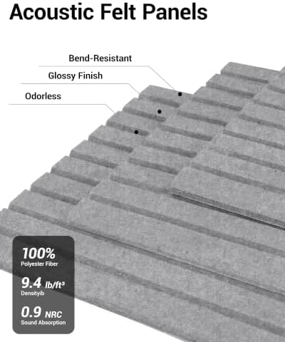 12 Pack Self-Adhesive Acoustic Wall Panels, 12 Inch-Moon Grey - Image 3