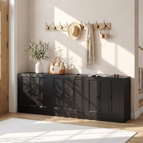117" Modular Buffet Sideboard Cabinet Set of 3, Extra Long Coffee Bar Storage - Image 6