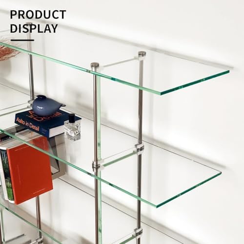 10" W x 48" L - 5 PCS Rectangle Tempered Glass Shelf Set, Glass Shelves of Wall - Image 5