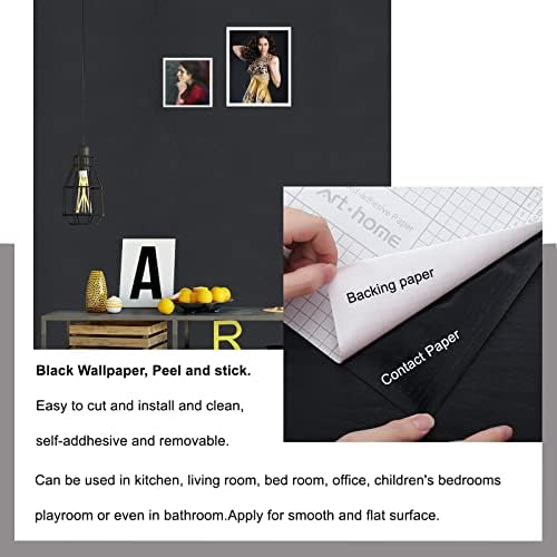 Arthome17 x240 Black Peel and Stick Wallpaper, Matte Black Contact Paper - Image 3