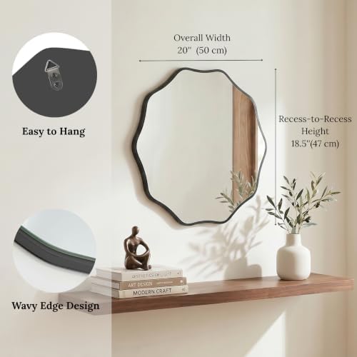 PERFNIQUE Black Scalloped Mirror, Decorative Modern Wall Decor - Image 2