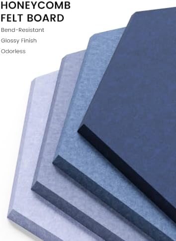 Fluxynara 8-Pack Hexagon Felt Bulletin Board Tiles, Denim Mist-1 - Image 3