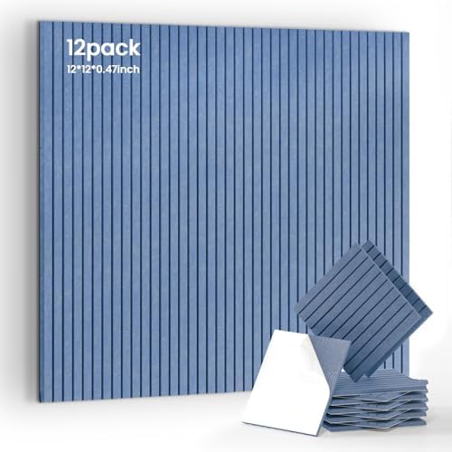 12 Pack Self-Adhesive Acoustic Wall Panels, 12x12 Inch-Sky blue by 100PolyesterAcousticPanel