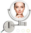 Brass Makeup Mirror with Lights Wall Mounted 10X Magnification by LEDOOLE