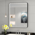 LED Mirror for Bathroom 28X36 Inch Black Framed by Oerbasz