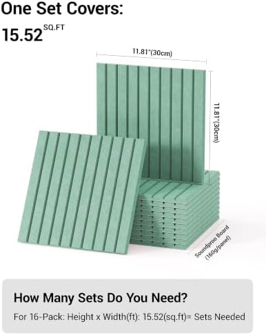 12 Pack Self-Adhesive Acoustic Wall Panels, 12 Inch-Turquoise - Image 2
