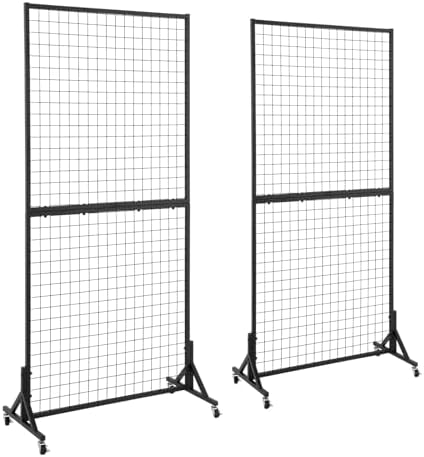 2 Packs 3' x 6' Grid Wall Panels Standing Wire Grid, Sturdy Display Rack by OUDUCK