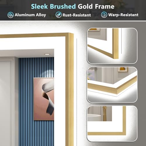 68x36 Gold LED Bathroom Mirror - Image 6
