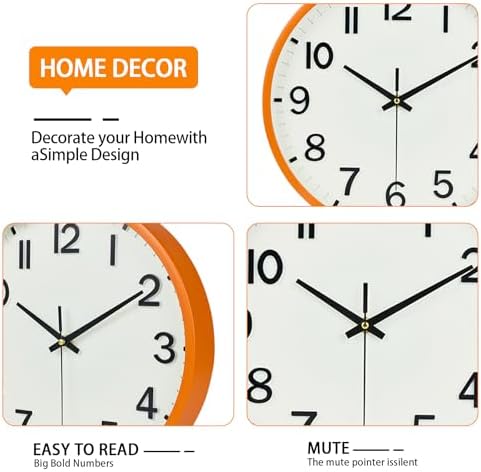 Wall Clock 10 Inch Silent Non-Ticking Modern Clocks Battery Operated Beige - Image 4