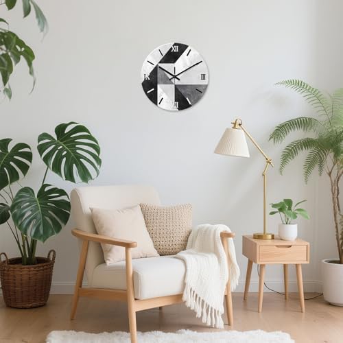 Modern Marble Wall Clock Battery Operated 20 Inch Silent Non-Ticking - Image 3