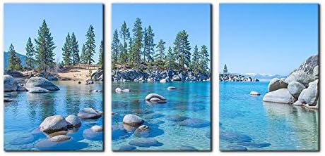 Pacimo Canvas Print Wall Art Set Vibrant Forest & Rocky Lake Landscape Nature by Pacimo