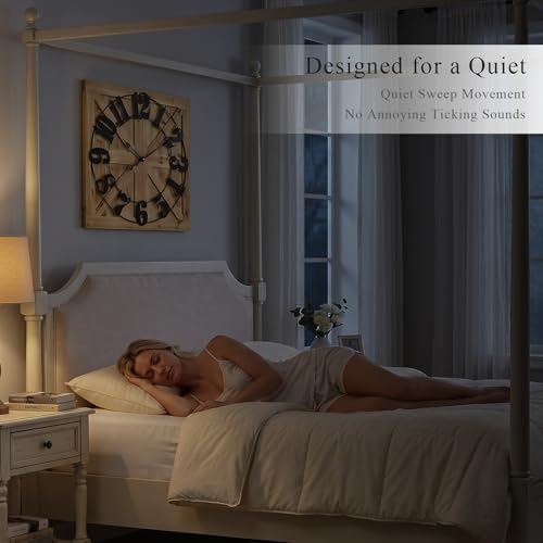 24 Inch Large Square Wood Wall Clock - Image 5