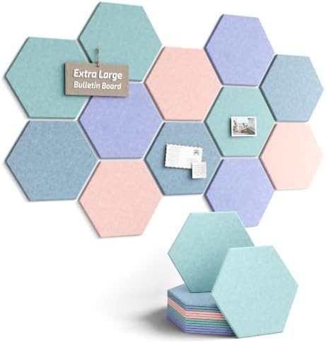 Fluxynara Extra Large 12-Pack Felt Bulletin Board Tiles, Coastal Haze by FLUXYNARA