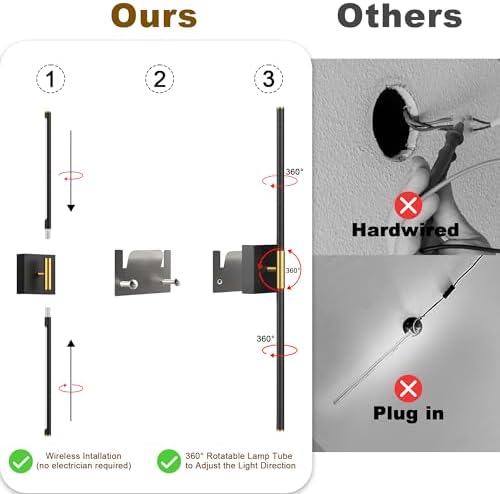 31.5 Inch Battery Operated Wall Sconce Set of Two, 8000mAh USB Rechargeable - Image 4