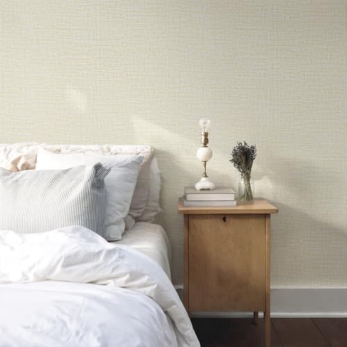 Guvana Grasscloth Peel and Stick Wallpaper Cream Textured Contact Paper Modern - Image 2
