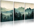 Mountain Wall Art Decor Set of 3 Sage Green Forest Canvas Wall Art Prints by Unknown