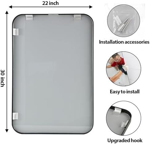22x30 Inch Black Wall Mirror for Bathroom, Brushed Metal Framed Mirror - Image 6