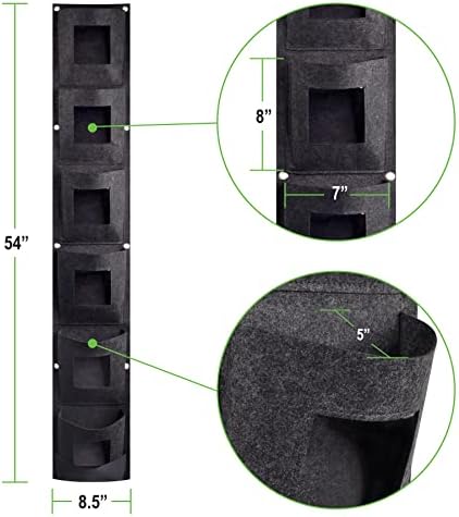 6 Pocket Vertical Grow Bag, Hanging Wall Garden Planter, Indoor Outdoor - Image 4