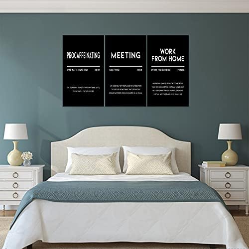 3 Piece Inspirational Canvas Wall Art, Quotes "Procaffeinating - Image 3