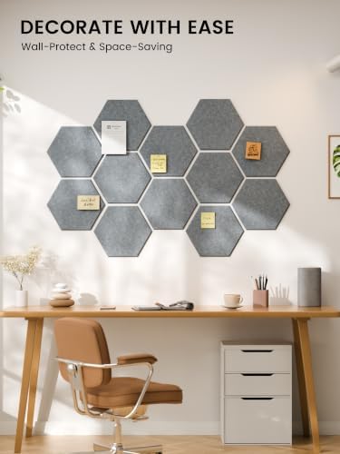 Fluxynara 12-Pack Hexagon Felt Bulletin Board Tiles - Image 6