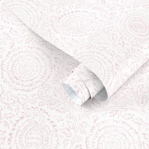 Ismoon Pink Wallpaper Peel and Stick Boho Floral Contact Paper 17.3x78.7in by Ismoon