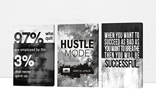 Office Wall Art-3 Panel Motivational Art, Inspirational Quotes Canvas by GUTTATYART