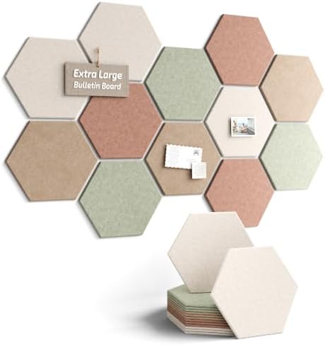 Fluxynara Extra Large 12-Pack Felt Bulletin Board Tiles by FLUXYNARA