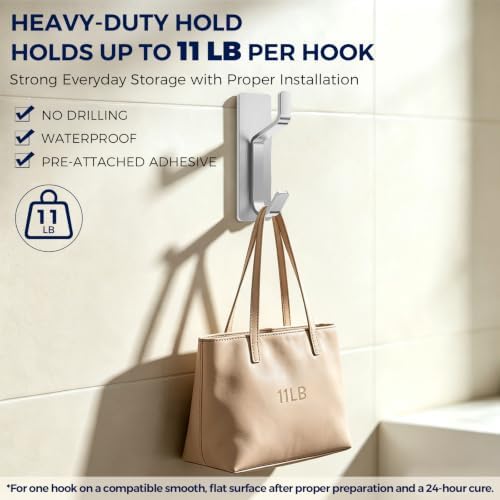 Bntuk Adhesive Towel Hooks for Bathroom, 4 Pack Stainless Steel Wall Hooks No - Image 2